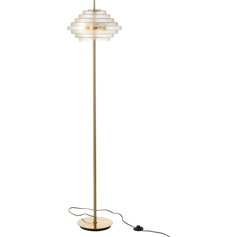 Lampadaire design Led verre transparent et métal doré - 3