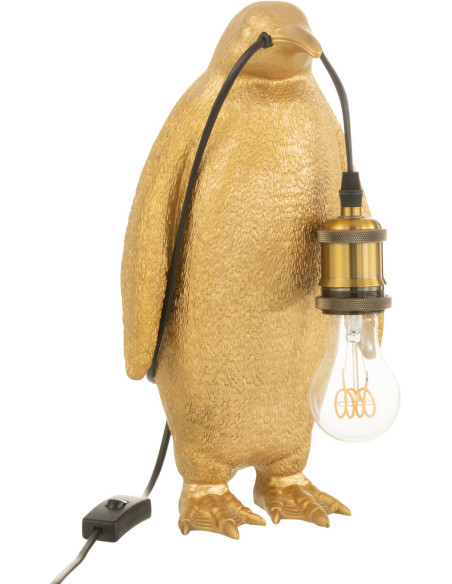 Lampe à poser Pingouin Penguin en Résine Doré - 1