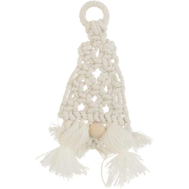 Suspension de Noël Tête de Gnome Hauteur 20 cm en Coton Blanc - 1