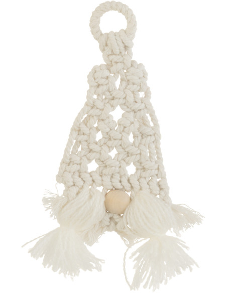 Suspension de Noël Tête de Gnome Hauteur 20 cm en Coton Blanc J-Line - 1