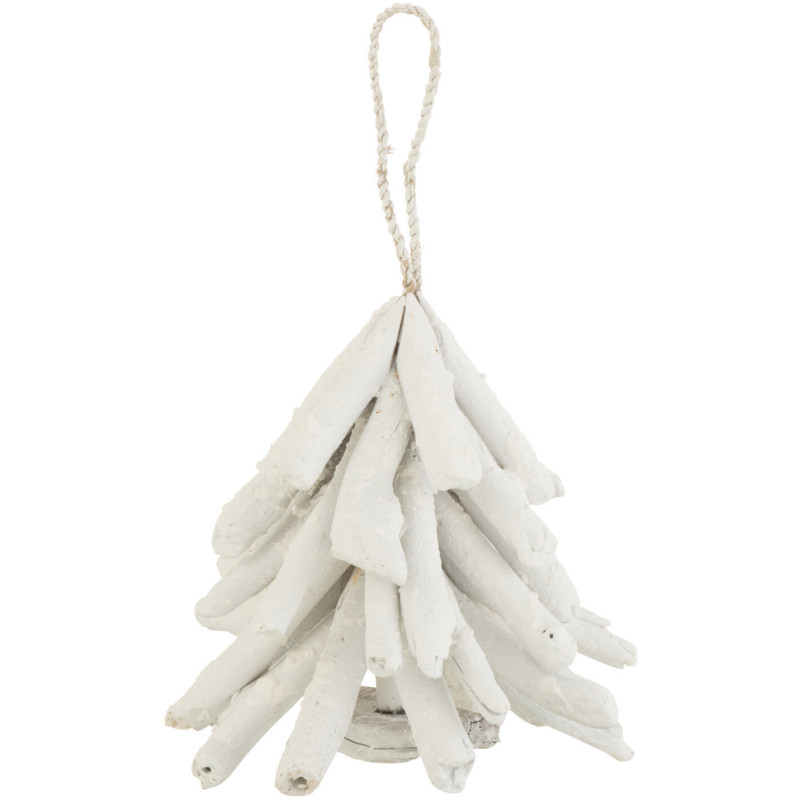Suspension de Noël Sapin enneigé Hauteur 15 cm en Bois recyclé Blanc - 1