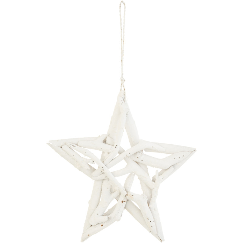 Suspension de Noël Étoile Hauteur 25 cm en Bois recyclé Blanc - 1