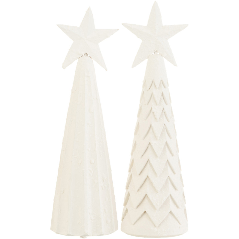 Cône de Noël Sapin avec étoile Hauteur 30 cm en Bois d'acajou Blanc - 1