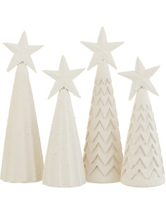 Cône de Noël Sapin avec étoile Hauteur 30 cm en Bois d'acajou Blanc - 2