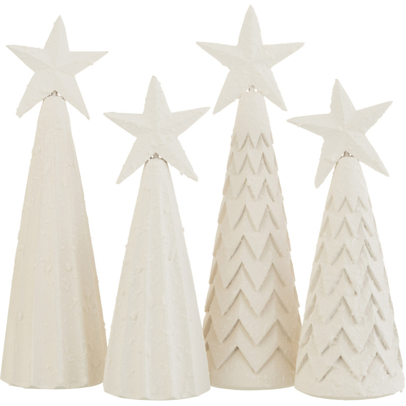 Cône de Noël Sapin avec étoile Hauteur 30 cm en Bois d'acajou Blanc - 2