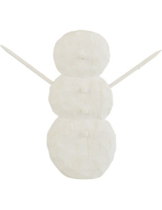 Statue déco Bonhomme de neige Frosty en Bois d'Albasia Blanc - 1