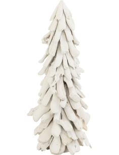 Sapin enneigé XL Hauteur 70 cm en Bois recyclé Blanc - 1