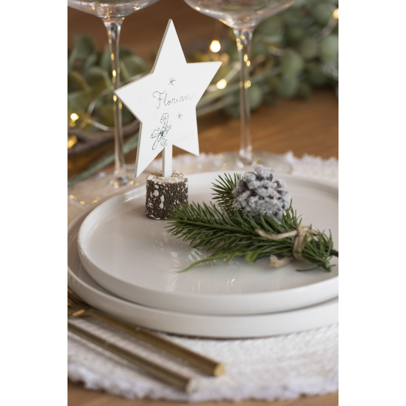 Décoration de Noël Ange Sapin Étoile en Bois Blanc (Lot de 3) - 2