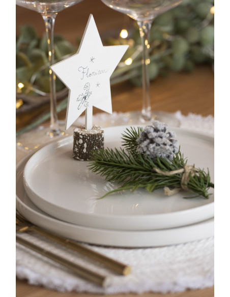 Décoration de Noël Ange Sapin Étoile en Bois Blanc (Lot de 3) - 2