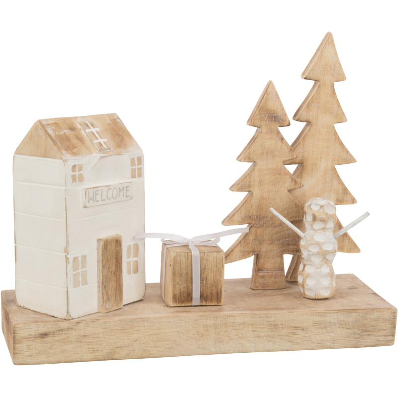 Déco de Noël Maison & Cadeau Hauteur 30 cm en Bois d'Alabasia Naturel Blanc - 1