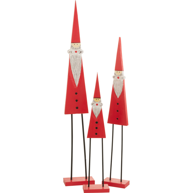 Statue déco XXL Père Noël Jolly Bois d'Albasia Rouge Métal Noir - 2