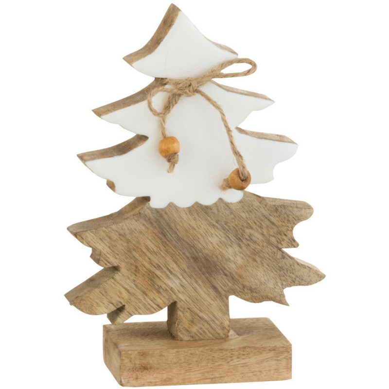 Sapin de Noël Hauteur 15 cm en Bois de manguier Blanc Naturel - 1