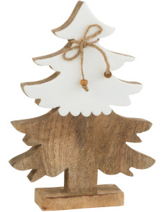 Sapin de Noël Hauteur 30 cm en Bois de manguier Blanc Naturel - 1