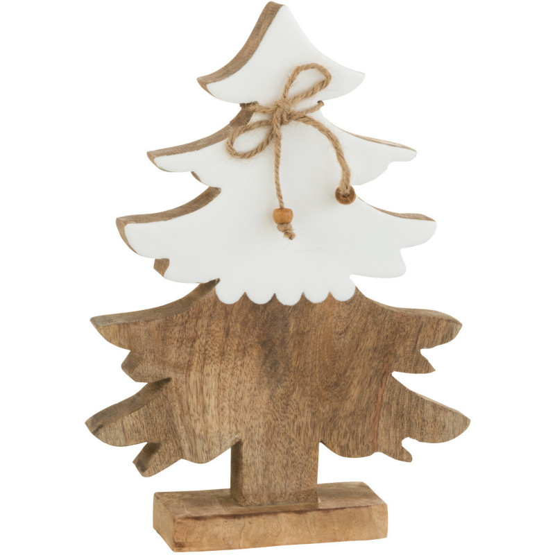 Sapin de Noël Hauteur 30 cm en Bois de manguier Blanc Naturel - 1