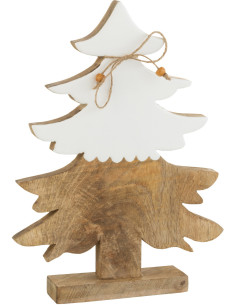 Sapin de Noël Hauteur 30 cm en Bois de manguier Blanc Naturel - 1