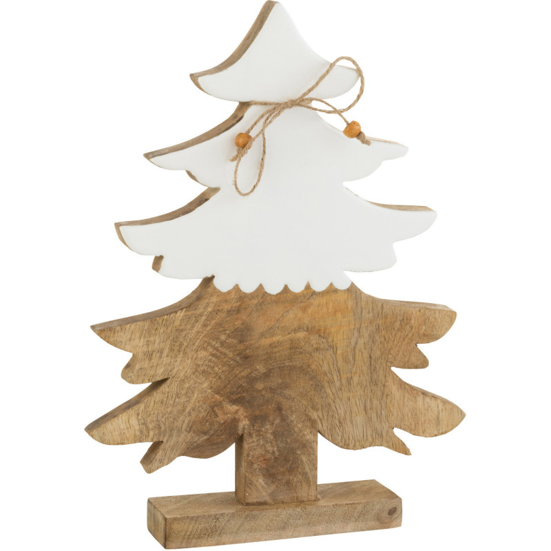 Sapin de Noël Hauteur 30 cm en Bois de manguier Blanc Naturel - 1