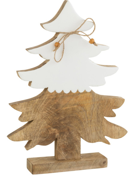 Sapin de Noël Hauteur 30 cm en Bois de manguier Blanc Naturel - 1