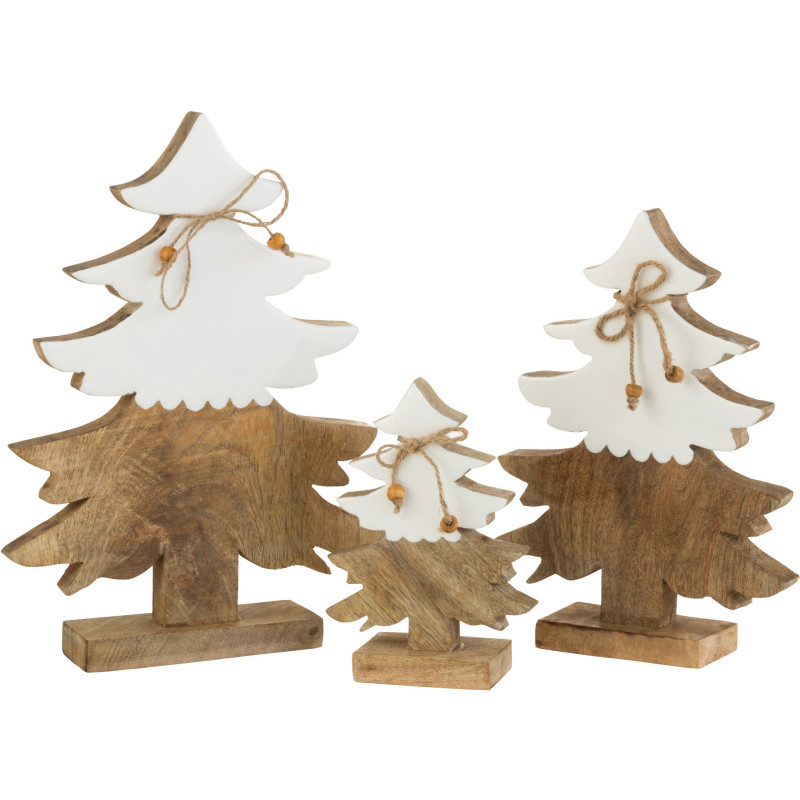 Sapin de Noël Hauteur 30 cm en Bois de manguier Blanc Naturel - 2