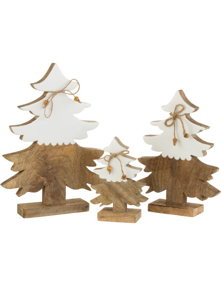 Sapin de Noël Hauteur 30 cm en Bois de manguier Blanc Naturel - 2