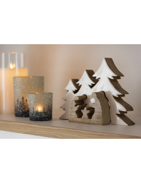 Crêche de Noël Sapins Puzzle en Bois de manguier Blanc Naturel - 2