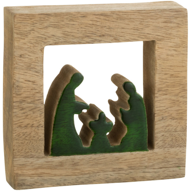 Crêche de Noël 15 cm en Bois de manguier Naturel Vert - 1