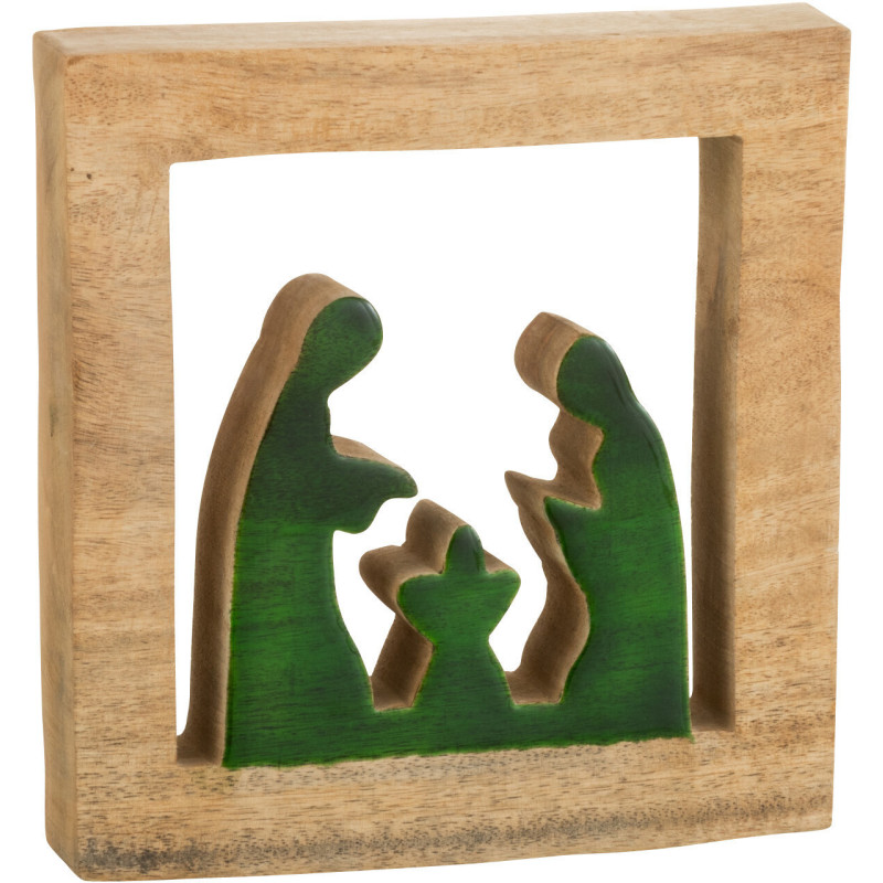 Crêche de Noël 20 cm en Bois de manguier Naturel Vert - 1