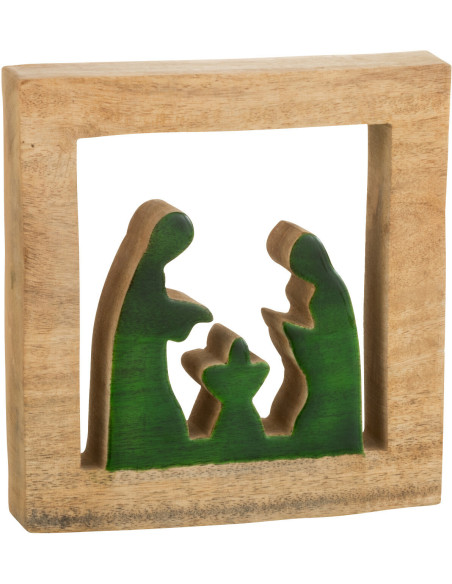 Crêche de Noël 20 cm en Bois de manguier Naturel Vert - 1