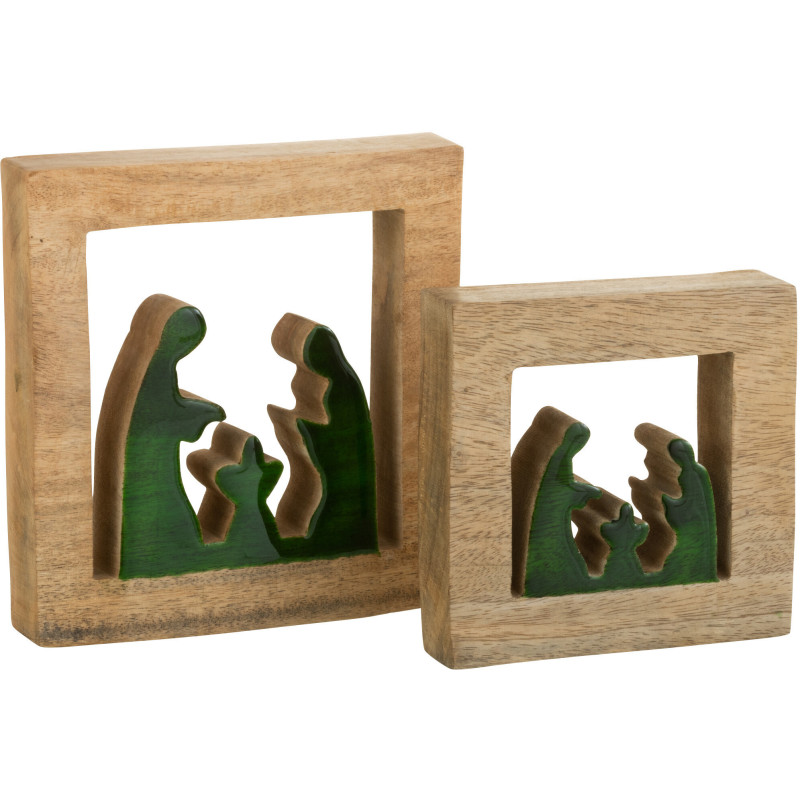 Crêche de Noël 20 cm en Bois de manguier Naturel Vert - 2