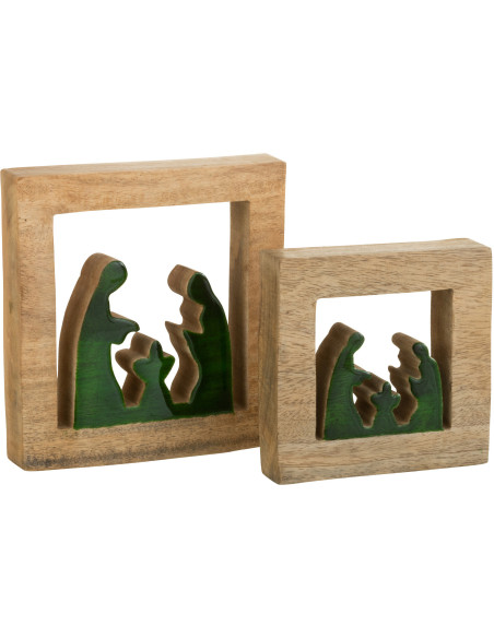 Crêche de Noël 20 cm en Bois de manguier Naturel Vert - 2
