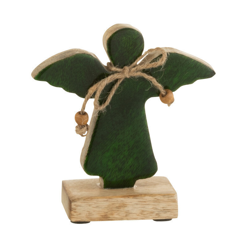 Décoration de Noël Ange 10 cm en Bois de manguier Vert - 1