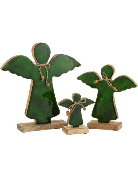 Décoration de Noël Ange 30 cm en Bois de manguier Vert - 2