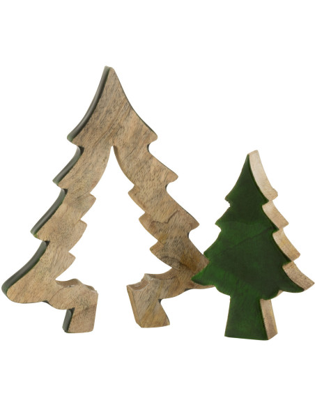 Sapin de Noël Puzzle Hauteur 20 cm en Bois de manguier Naturel Vert - 2