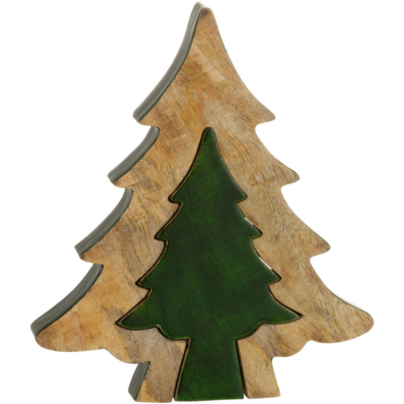 Sapin de Noël Puzzle Hauteur 30 cm en Bois de manguier Naturel Vert - 1