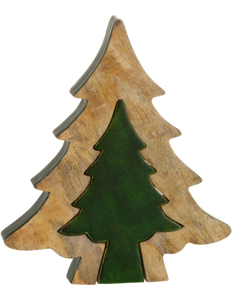 Sapin de Noël Puzzle Hauteur 30 cm en Bois de manguier Naturel Vert - 1