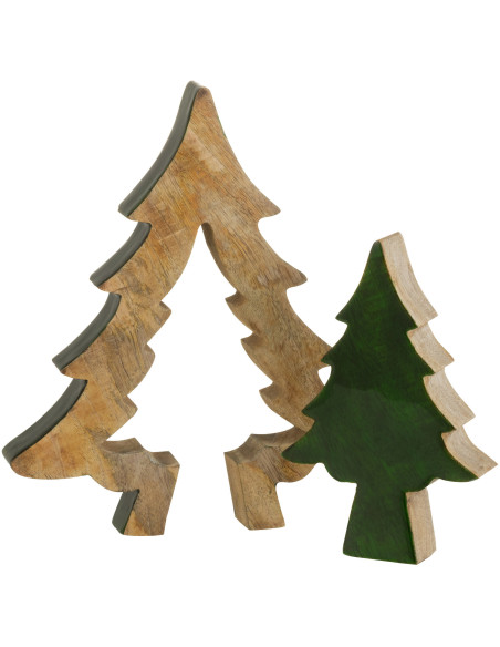 Sapin de Noël Puzzle Hauteur 30 cm en Bois de manguier Naturel Vert - 2
