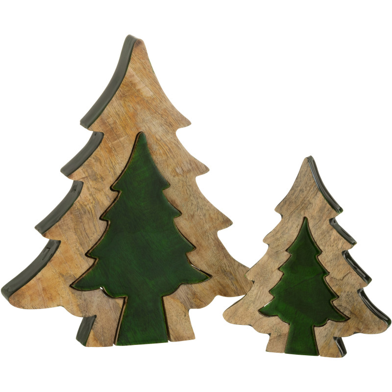 Sapin de Noël Puzzle Hauteur 30 cm en Bois de manguier Naturel Vert - 3