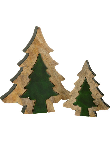 Sapin de Noël Puzzle Hauteur 30 cm en Bois de manguier Naturel Vert - 3