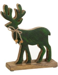 Statuette déco Cerf Bruiser en Bois de manguier Vert - 1