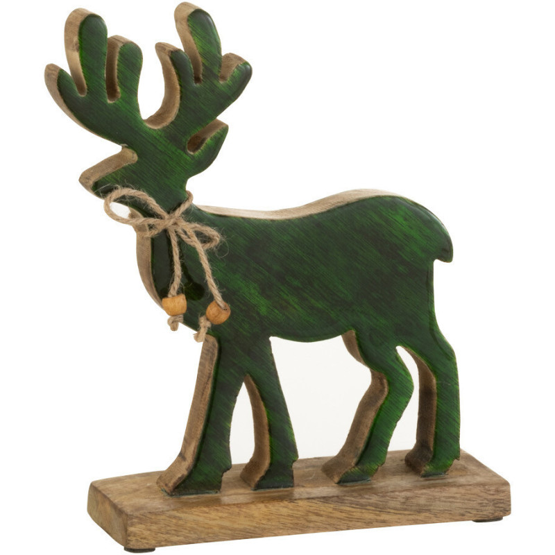 Statuette déco Cerf Bruiser en Bois de manguier Vert - 1