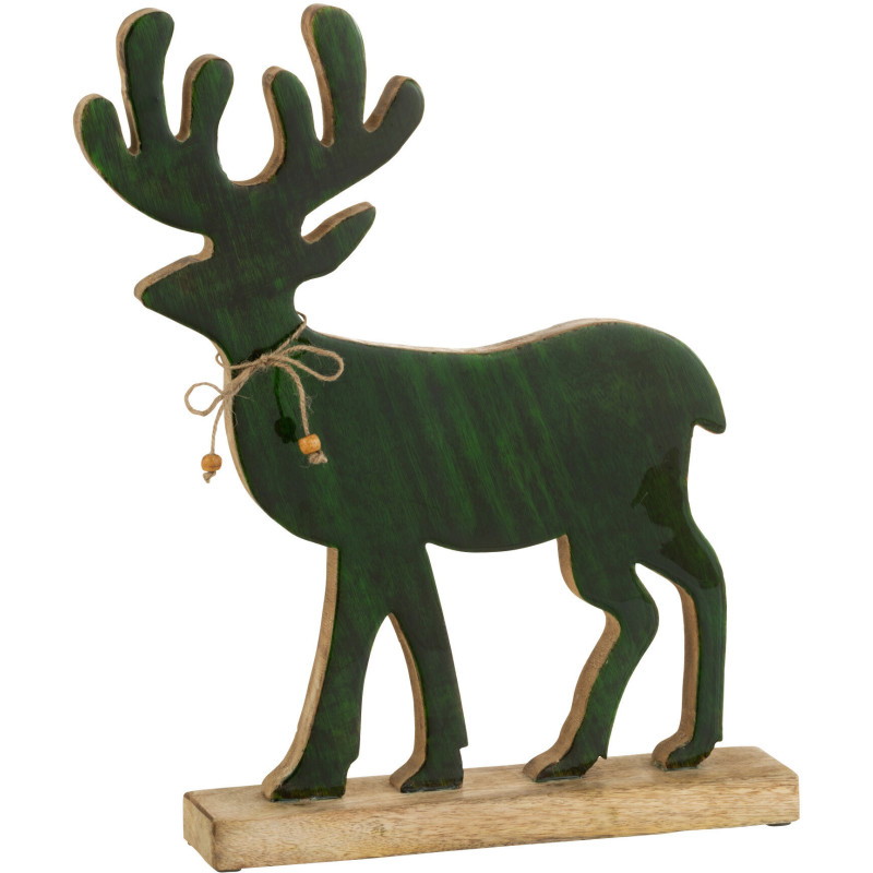 Statue déco XL Cerf Bruiser en Bois de manguier Vert - 1