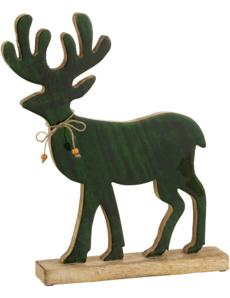 Statue déco XL Cerf Bruiser en Bois de manguier Vert - 1