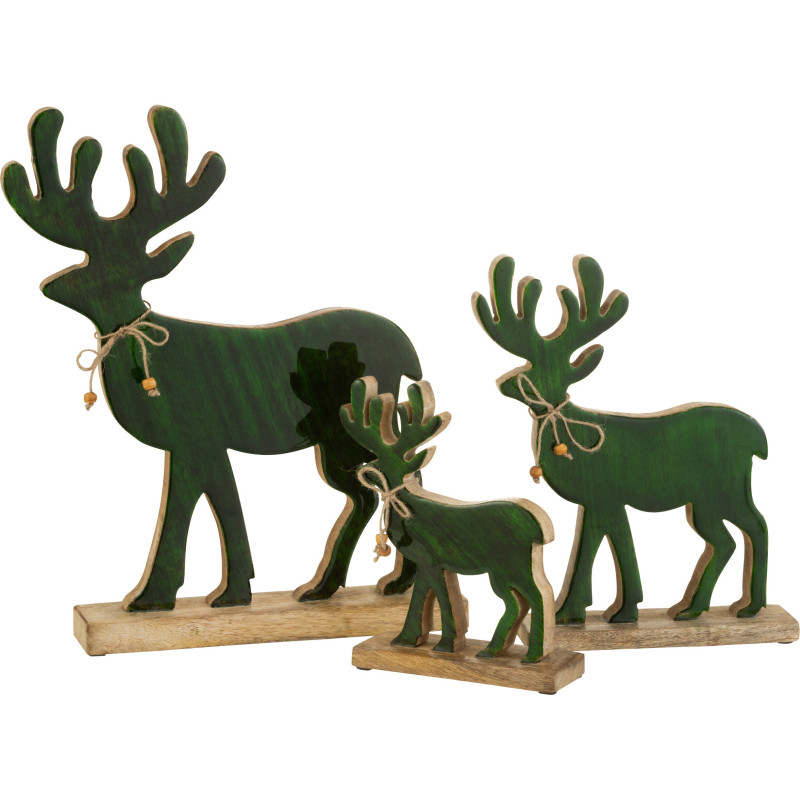 Statue déco XL Cerf Bruiser en Bois de manguier Vert - 2