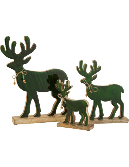 Statue déco XL Cerf Bruiser en Bois de manguier Vert - 2