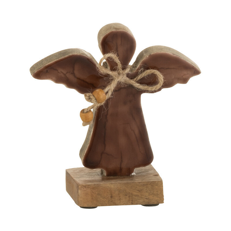Décoration de Noël Ange 10 cm en Bois de manguier Marron - 1