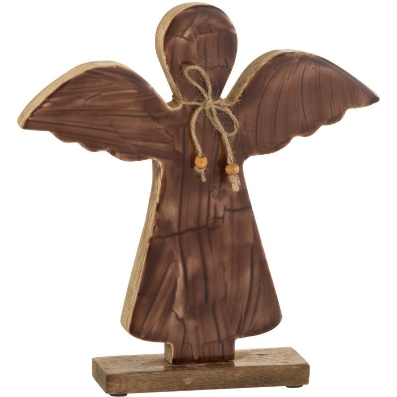 Décoration de Noël Ange 30 cm en Bois de manguier Marron - 1
