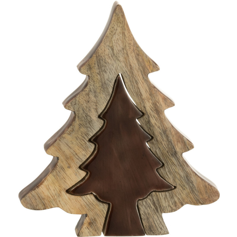 Sapin de Noël Puzzle Hauteur 20 cm en Bois de manguier Naturel Marron - 1
