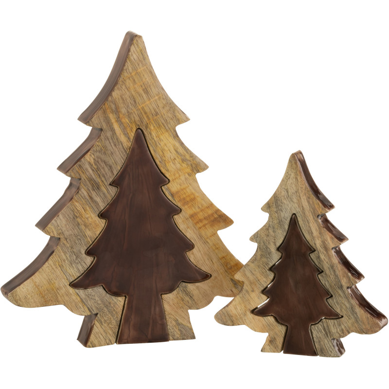 Sapin de Noël Puzzle Hauteur 30 cm en Bois de manguier Naturel Marron - 3