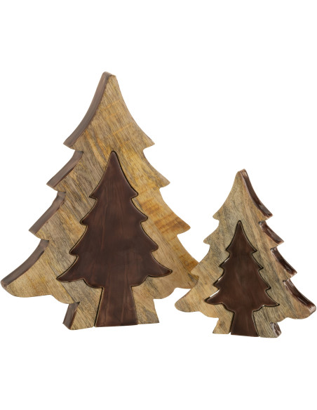 Sapin de Noël Puzzle Hauteur 30 cm en Bois de manguier Naturel Marron - 3