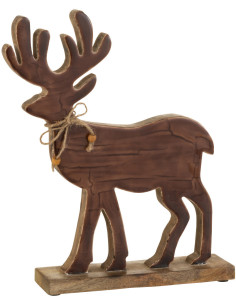 Statue déco Cerf Bruiser en Bois de manguier Marron - 1