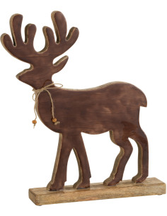 Statue déco XL Cerf Bruiser en Bois de manguier Marron - 1